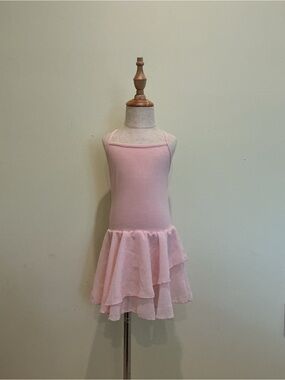 Girls Pink Ballet Dance Dress - Classic Practice Leotard with Layered Skirt